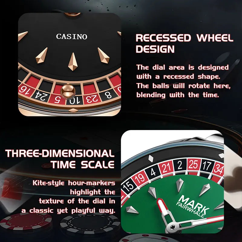 5031 Fashionable Roulette Men Watch Trendy Night Light Waterproof Quartz Watch Light Luxury Watches for Men