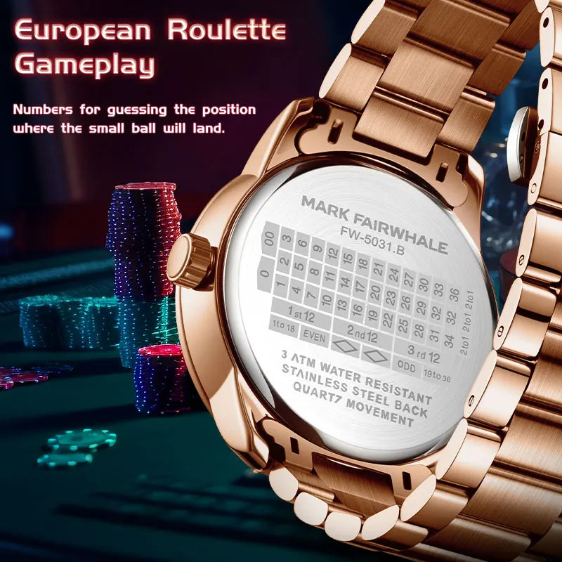 5031 Fashionable Roulette Men Watch Trendy Night Light Waterproof Quartz Watch Light Luxury Watches for Men